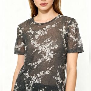 Floral Lace Women Top - Black and White